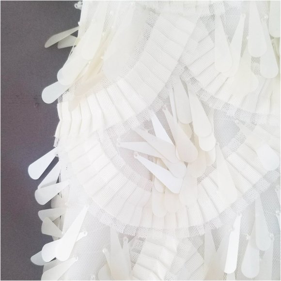 BCBG Max Azria Womens White Sequins Mini Skirt Snowflake NWT - Picture 9 of 13